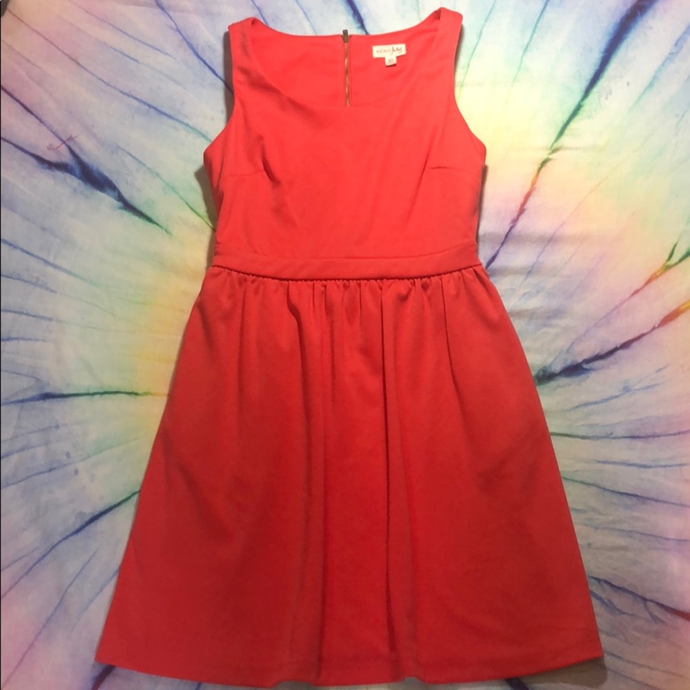 Red / Orange zipper back dress